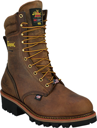 Men's Thorogood 9" Brown, WP, EH, Insulated Logger Steel Toe Boot (U.S.A.)