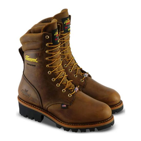 Men's Thorogood 9" Brown, WP, EH, Insulated Logger Steel Toe Boot (U.S.A.)