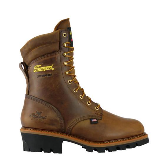 Men's Thorogood 9" Brown, WP, EH, Insulated Logger Steel Toe Boot (U.S.A.)