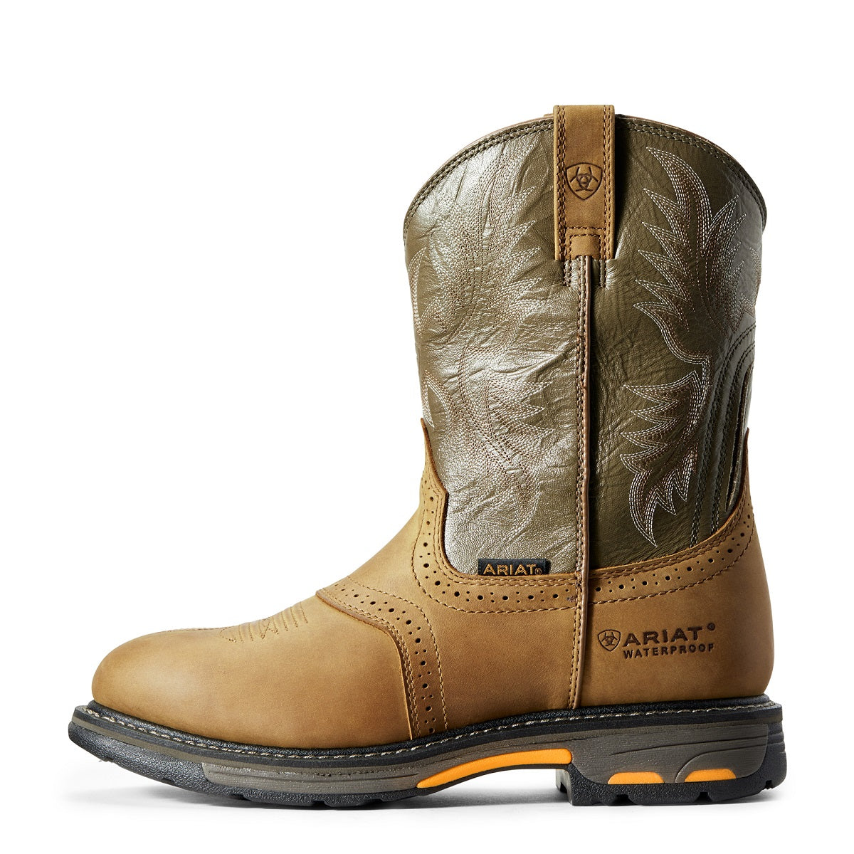 Men's Ariat Workhog H2O Bark Army, EH, WP, SR Pull-On Western Round Composite Toe Boot