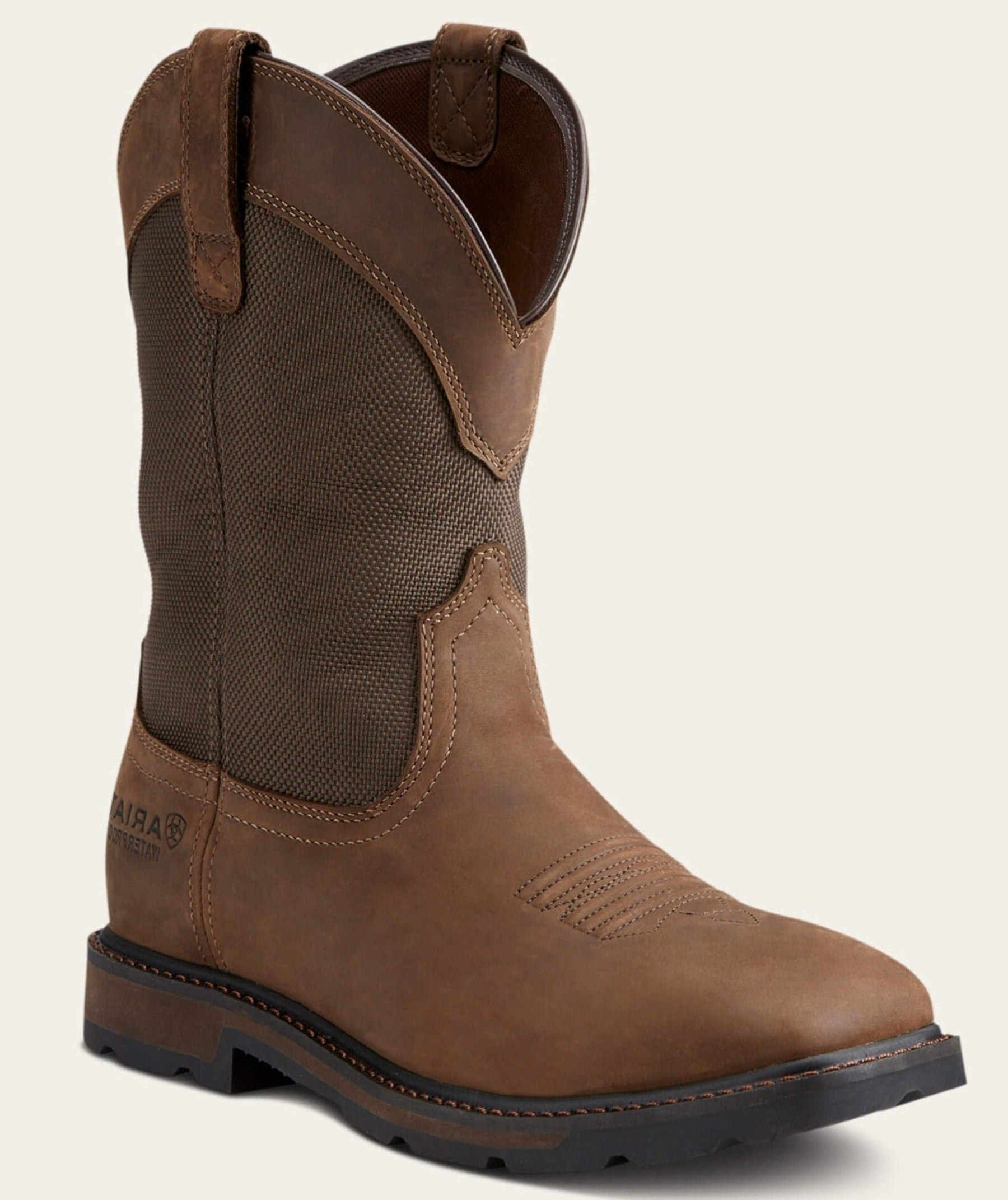 Men's Ariat Groundbreaker Brown, WP, EH, Pull On Wellington Square Steel Toe Boot