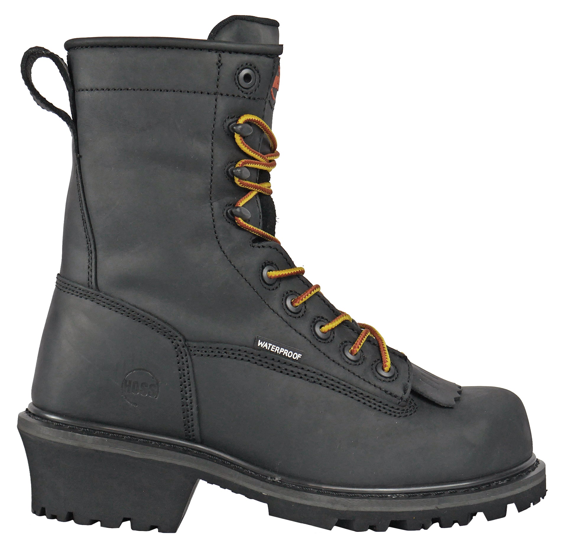 Men's Hoss 8" Kiltie Cross Cut Logger Black, EH, WP, PR,  Composite Toe Boot